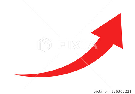 赤　上昇　矢印　シンプル　単品 126302221