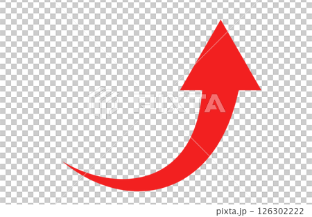 Red rising arrow simple single item 126302222