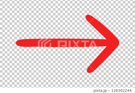 Handwritten style arrow, red, single item 126302244