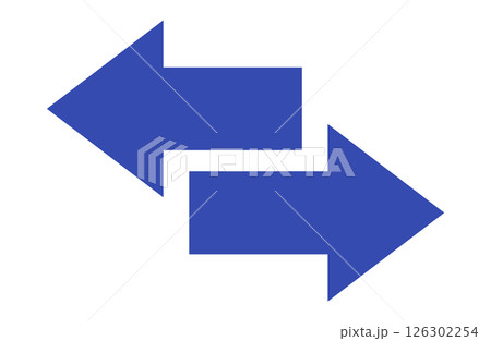 シンプル　双方向　矢印　単品　青 126302254