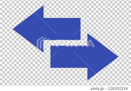 シンプル　双方向　矢印　単品　青 126302254