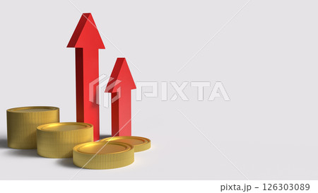 The Red Arrow Up and gold coins for Business concept 3d Rendering. 126303089