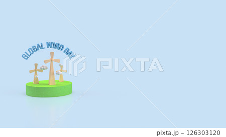 The Windmill and cloud for global wind day concept 3d Rendering. The Windmill and cloud for global wind day concept 3d Rendering. 126303120