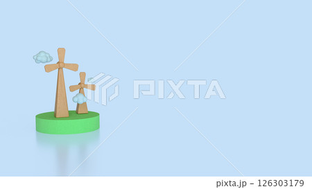The Windmill and cloud for eco energy  concept 3d Rendering. 126303179