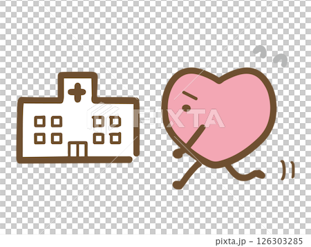 Heart character going to the hospital 126303285