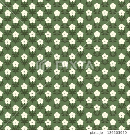 Seamless cute pattern with creative decorative flowers in scandinavian style. Vector cartoon floral pattern 126303950