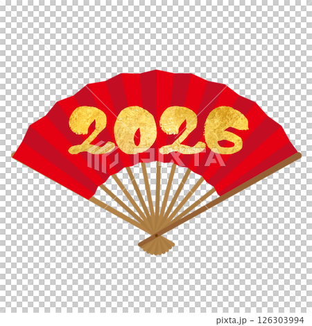 2026 New Year's card material: Red fan 3 126303994