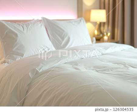 ホテルのダブルベッドと枕 126304535