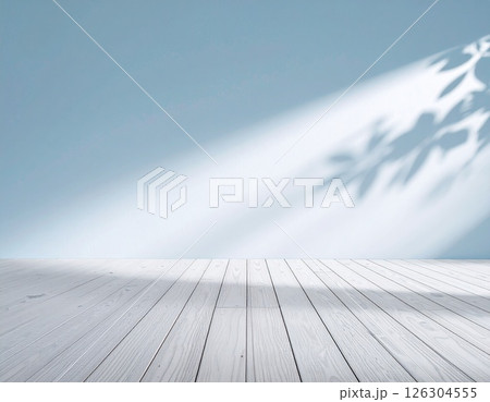 ナチュラルな木目調の壁と植物の影 126304555