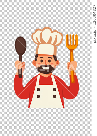 Cheerful Chef with Utensils 126304827