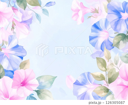 水彩画風の朝顔の夏イメージ 126305087