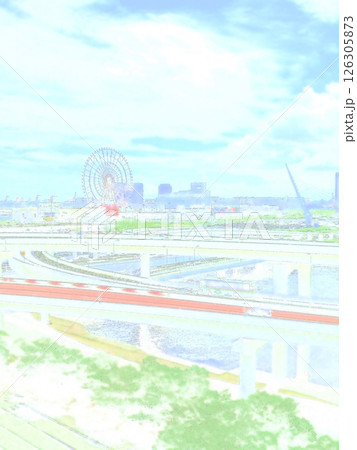 お台場の立体高速道路。イラスト風の写真。 126305873