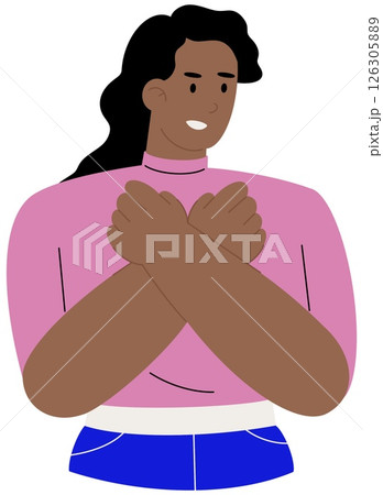 Black Woman communicating on sign or gesture language for people with hearing impairments Black Woman communicating on sign or gesture language for people with hearing impairments 126305889