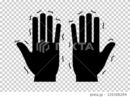 震えているシンプルな両手のアイコン 126306264