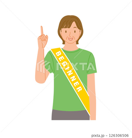 ジムの初心者（笑顔のミドル女性）：指差しをする 126306506