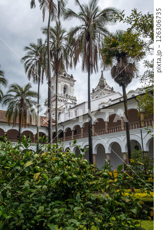 San Francisco convent and church courtyard in Quito, Ecuador San Francisco convent and church courtyard in Quito, Ecuador 126306735