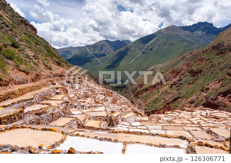 Salt terraces at Salinas de Maras in the Sacred Valley, Peru Salt terraces at Salinas de Maras in the Sacred Valley, Peru 126306771