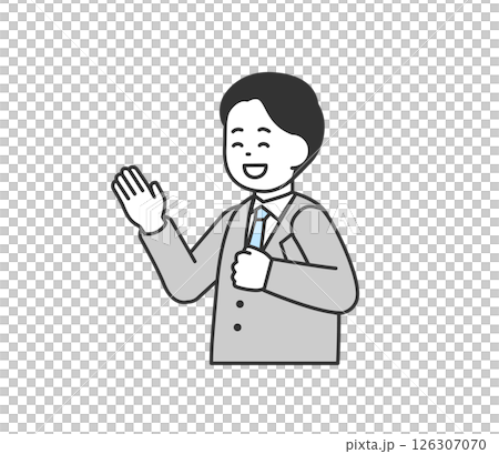 Vector illustration of a businessman raising his hand in greeting Vector illustration of a businessman raising his hand in greeting 126307070