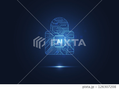 Premium artificial intelligence security digital concept. Abstract technology background protect system innovation for business. Vector illustration 126307208