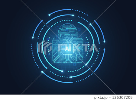 Premium artificial intelligence security digital concept. Abstract technology background protect system innovation for business. Vector illustration 126307209