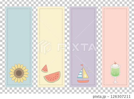 一套簡單自然的夏季鏡框：帶有主線、矩形、垂直、4 種類型 126307211