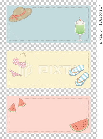 A set of simple and natural summer frames: with main lines, rectangular, horizontal, 3 types 126307217