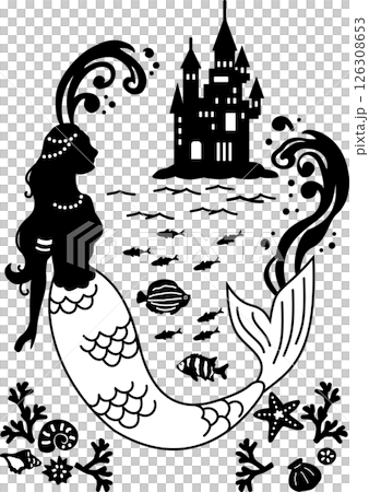 美人魚公主剪影圖 126308653