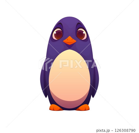 Letter I kids animal alphabet as a cute penguin character. Cartoon vector abc symbol for children education, funny zoo mascot font, children English typeface, letter type as an arctic adorable bird 126308790