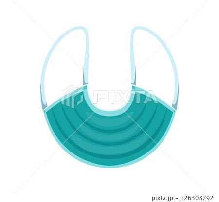 Medical cartoon font face mask letter U. Healthcare kids ABC typeface symbol, medical cartoon isolated vector font sign. Hospital type element or medicine English alphabet typeset letter 126308792
