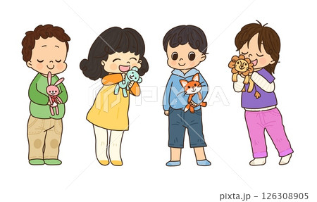 子供たちとお気に入りのぬいぐるみ1   126308905