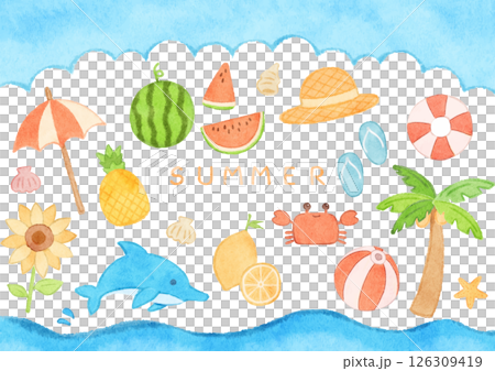 Cute summer hand drawn illustration set 126309419