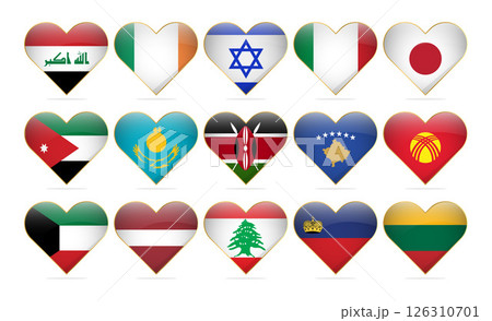 Heart National Flags Of The World Design Template Realistic 126310701
