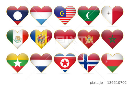 Heart National Flags Of The World Design Template Realistic 126310702