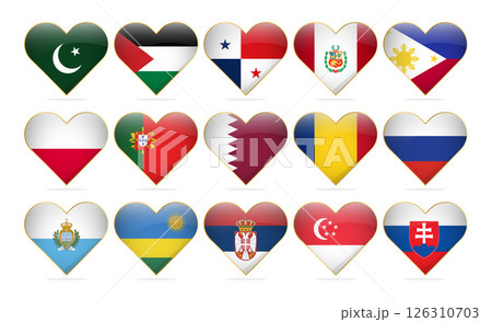 Heart National Flags Of The World Design Template Realistic 126310703
