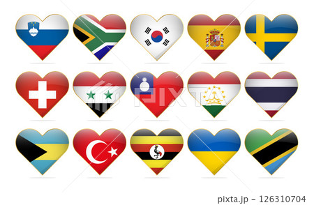 Heart National Flags Of The World Design Template Realistic 126310704