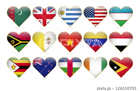 Heart National Flags Of The World Design Template Realistic 126310705