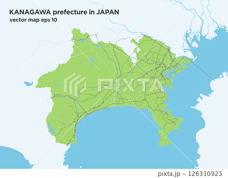 日本の神奈川県のシンプルな緑色のロードマップ 日本の神奈川県のシンプルな緑色のロードマップ 126310923
