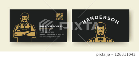 Professional Barber Business Card Design with Logo and Contact Details Professional Barber Business Card Design with Logo and Contact Details 126311043