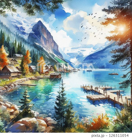 水彩画タッチの絶景・風景 126311054