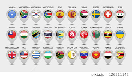 Map Pointer or Marker With Flags Design Template 126311142