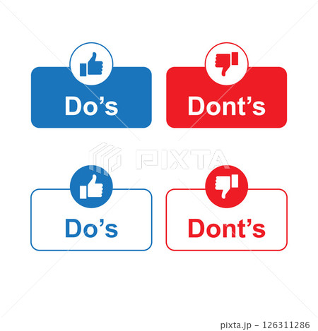 Do's and Don'ts Vector Icon Set with Thumbs Up and Down 126311286