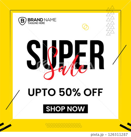 Super Sale, Up to 50 Percent Off Vector Banner Super Sale, Up to 50 Percent Off Vector Banner 126311287