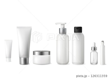 Realistic cosmetic container pack for skincare design 126311359