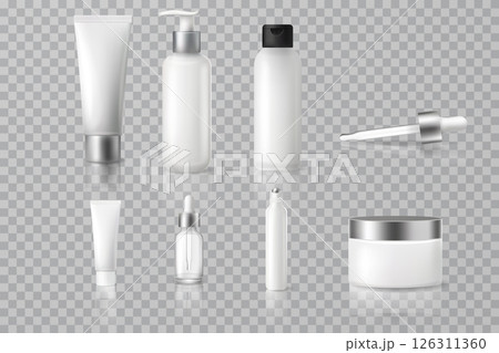 Realistic 3D cosmetic product packaging set mockup 126311360