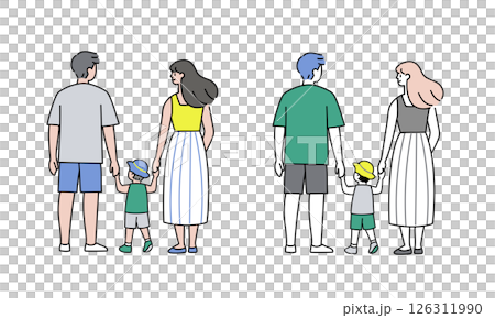 お出かけ家族後ろ姿セット 126311990