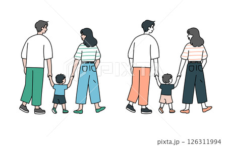 お出かけ家族後ろ姿セット 126311994