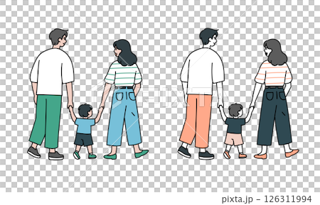 お出かけ家族後ろ姿セット 126311994