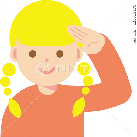 敬礼する笑顔の女性のイラスト 126312179