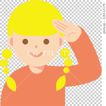 敬礼する笑顔の女性のイラスト 126312179