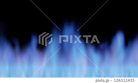 黒背景に青く燃えるガス炎のテクスチャ エネルギー使用イメージ 黒背景に青く燃えるガス炎のテクスチャ エネルギー使用イメージ 126312435